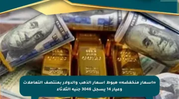 «أسعار منخفضة» هبوط أسعار الذهب والدولار بمنتصف التعاملات وعيار 14 يسجل 3046 جنيه الثلاثاء